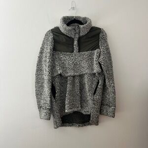 Latched Mama Gray Sherpa Pullover with nursing access